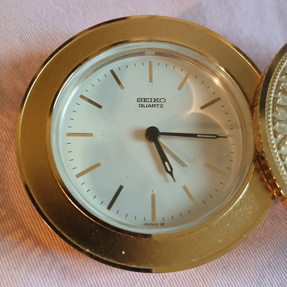 Seiko Gold Travel Desk Clock with White Dial